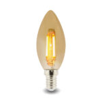Lampadina LED a Filamento E14 C37 4W Ambra
