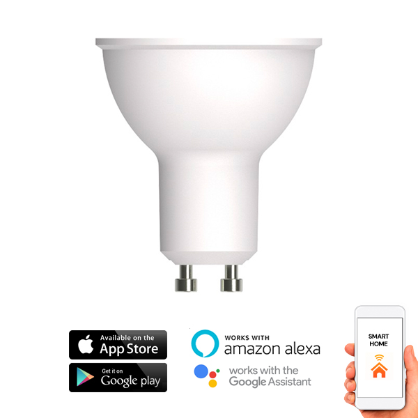 Lámpara LED Bombilla Regulable RGB+Luz Blanco Cálido+Frío Temporizador MoKo WiFi LED Bombilla Inteligente App GU10 5W Funciona con Alexa Echo SmartThings Google Home para Control de Fonética